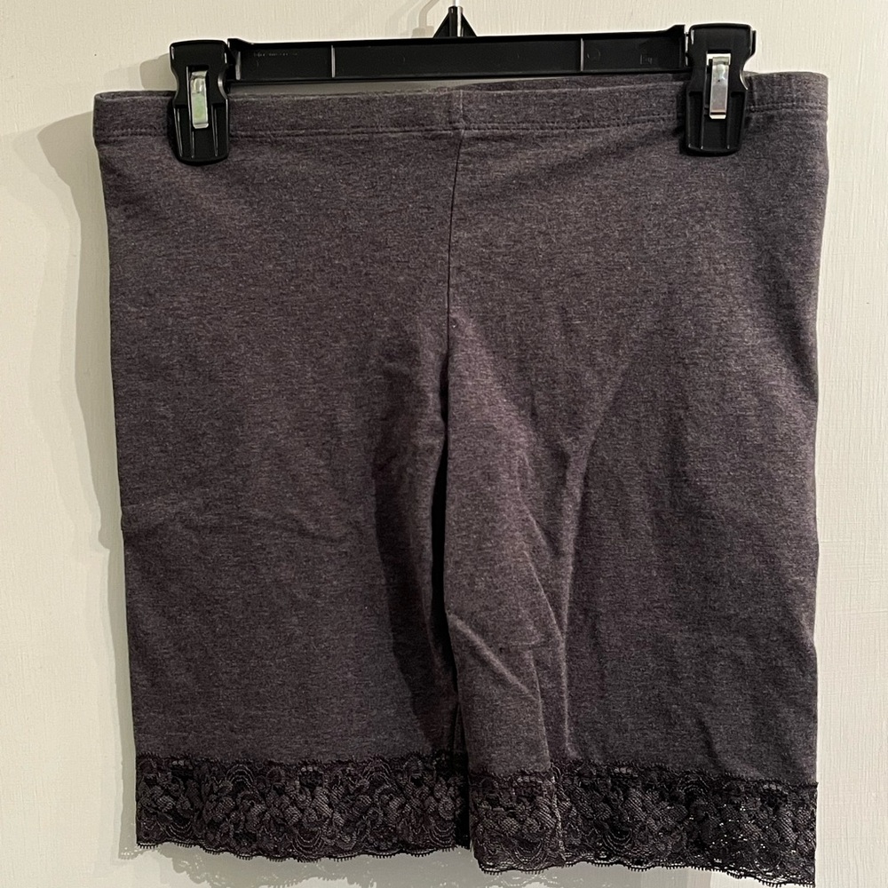Gray Lace Trim Shorts